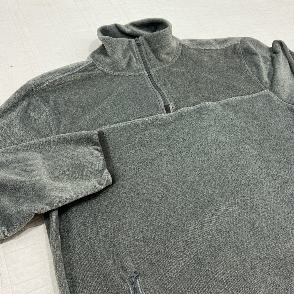 Daniel Buchler Mens Gray Quarter Zip Fleece Pullover Sweatshirt Large